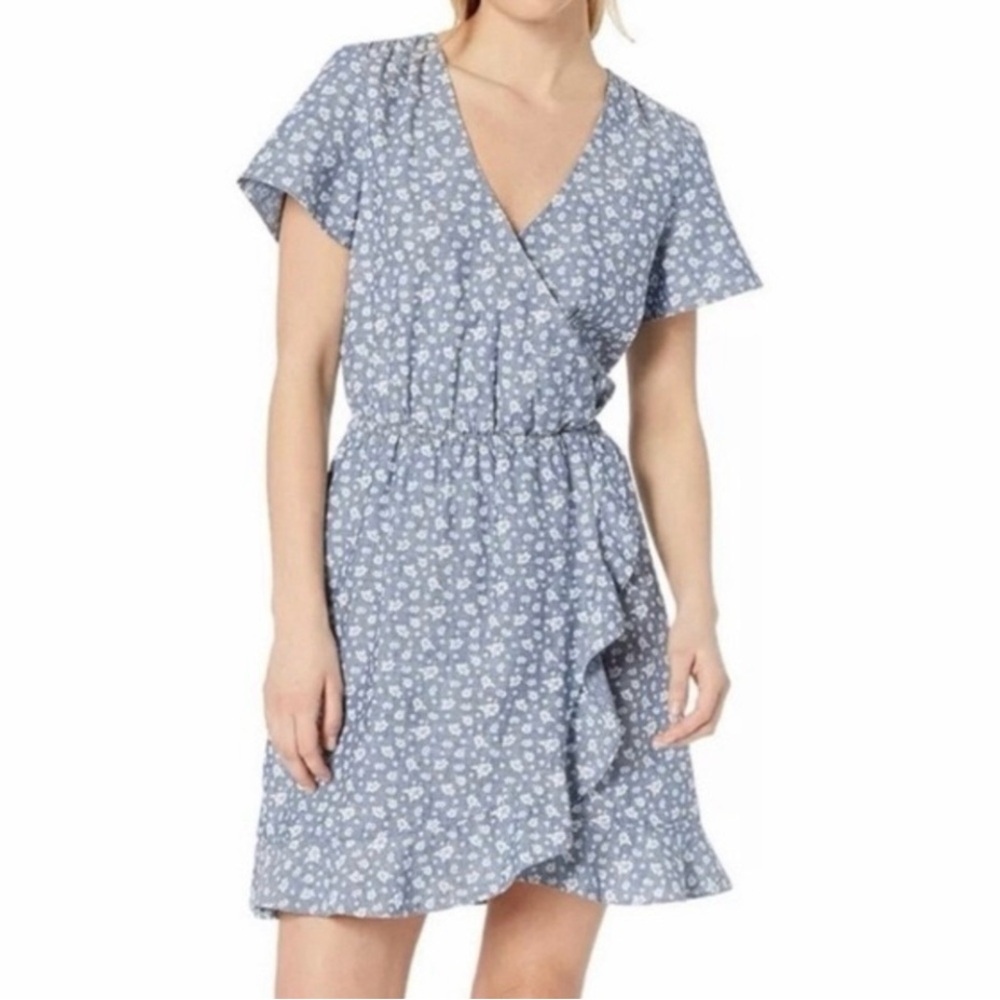 J. Crew Denim Cotton Chambray Floral Wrap Dress XXL